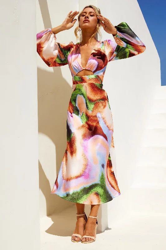 Stock Up and Save!Joaquin Midi Dress - Orange Multi
