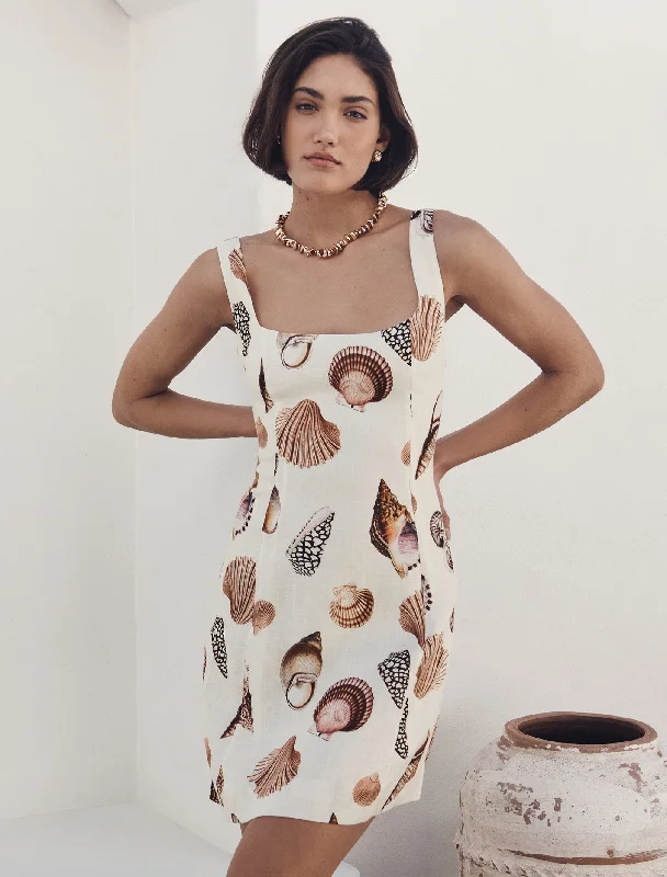 Hurry, Sale Ends Soon!Lourdes Seamed Linen Mini Dress