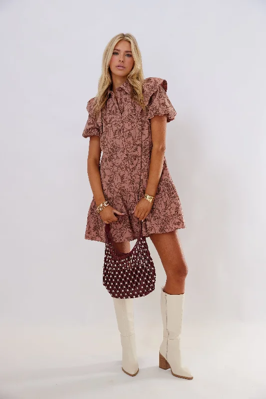 Shop Today, Save Tomorrow!Lydia Printed Ruffle Sleeve Mini Dress