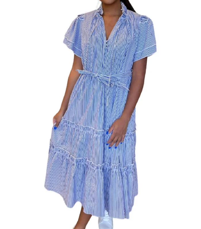 Everything Must Go!Matthews Midi Dress In Light Blue Stripe