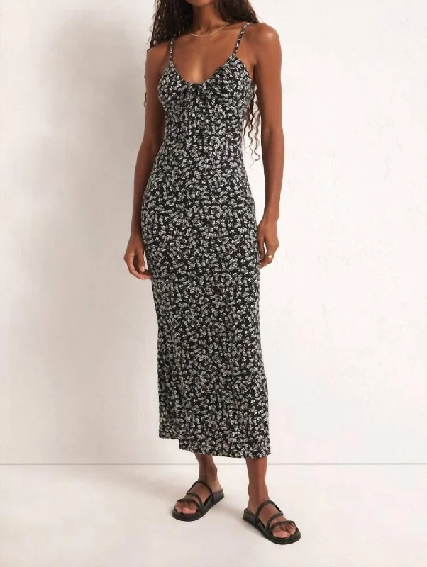 Massive Price Cuts!Melinda Gia Ditsy Midi Dress In Black
