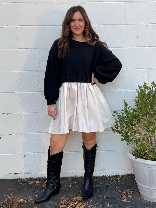 Buy More, Pay Less!Mixed Emotions Contrast Mini Dress