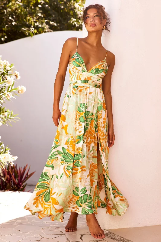 Save More Than Ever!New Fantasy Maxi Dress - Green Multi