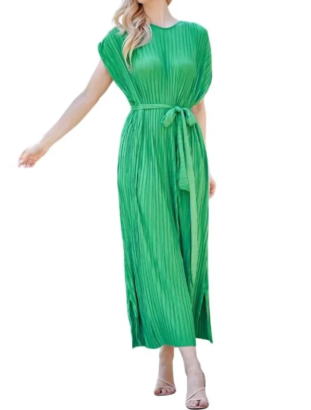 Unlock Huge Savings Now!Plisse Midi Dress In Green
