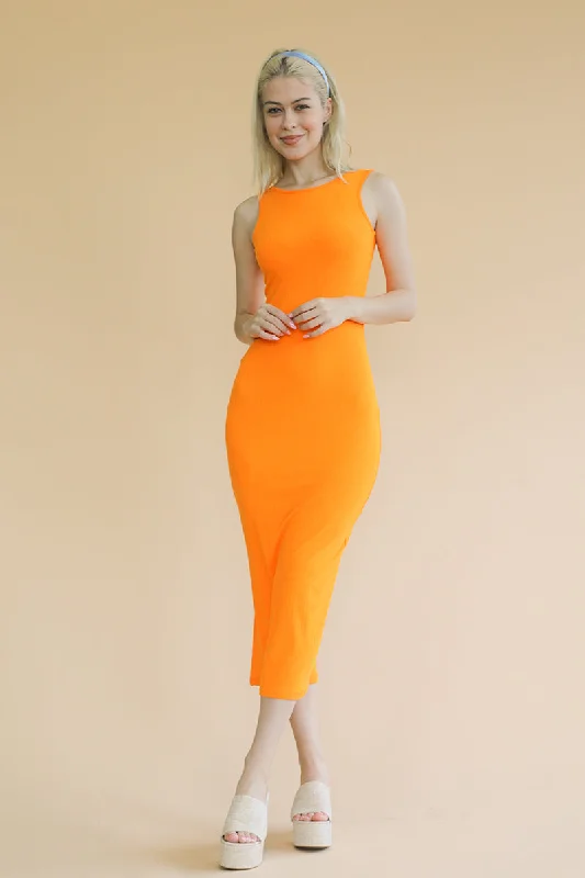 Limited Time Offer!Ribbed Open Back Sleeveless Maxi Dress