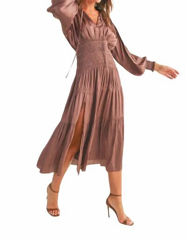 Shop the Hottest Deals!Satin Midi Dress In Mauve