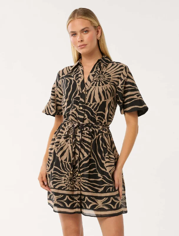 Everything Must Go!Selma Puff Sleeve Shirt Mini Dress