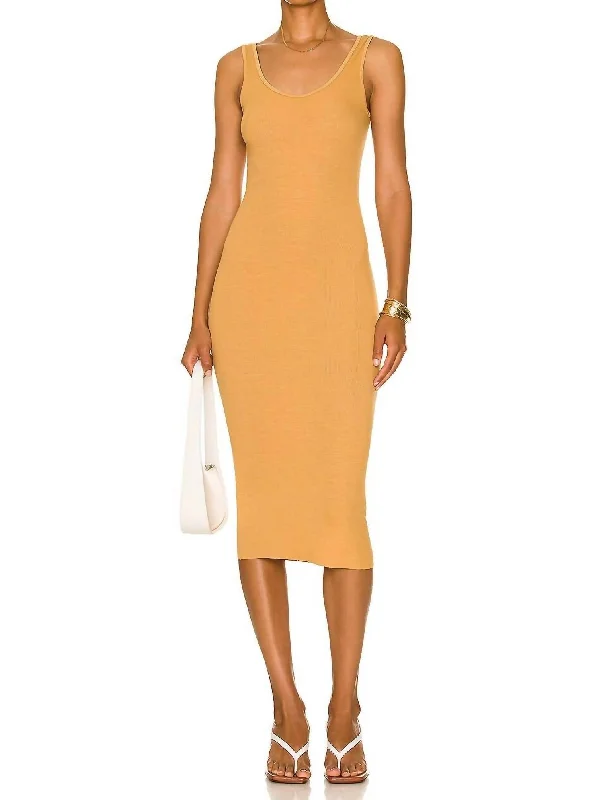 Exclusive Offers You’ll Love!Silk Rib Tank Midi Dress In Honey