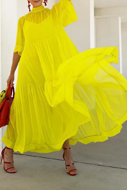 Don’t Wait – Shop Today!Solid Color Relaxed Tiered Maxi Dress