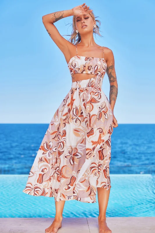 Hottest Discounts of the Year!Spirited Midi Dress - Brown Multi