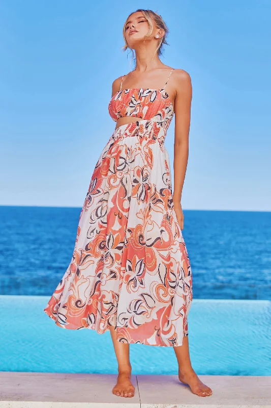 Get the Best for Less!Spirited Midi Dress - Coral Multi