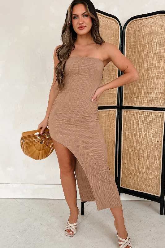 Shop More, Spend Less!Symptoms Of Love Textured Strapless Maxi Dress (Classic Beige)