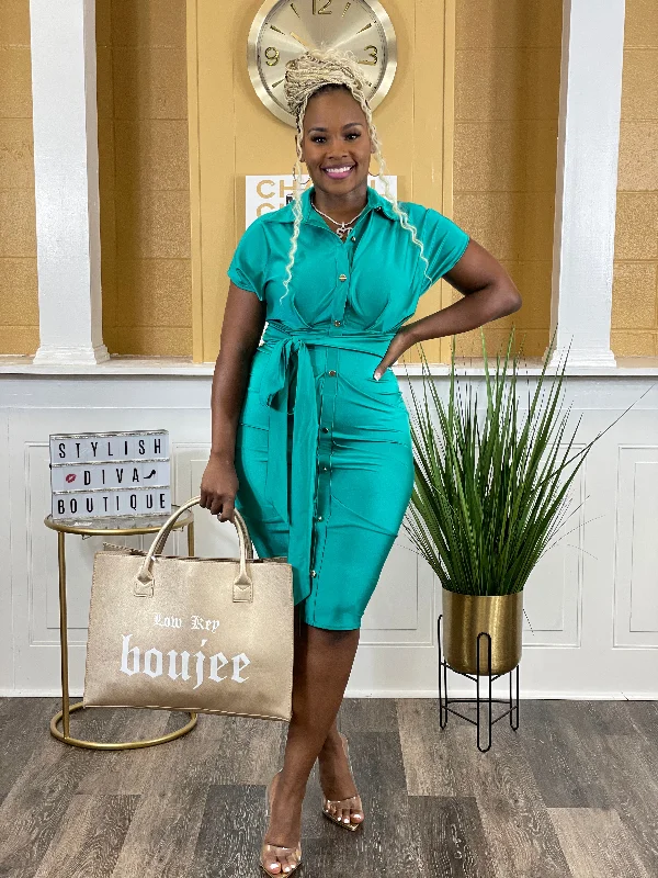 Your Shopping Wish, Our Discount Command!Tamara Midi Dress up to 3XL (Emerald Green)