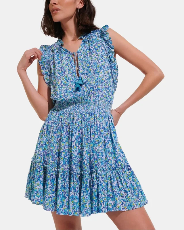 Huge Savings – Act Now!TRINY MINI DRESS IN BLUE OCEAN FLOWERS