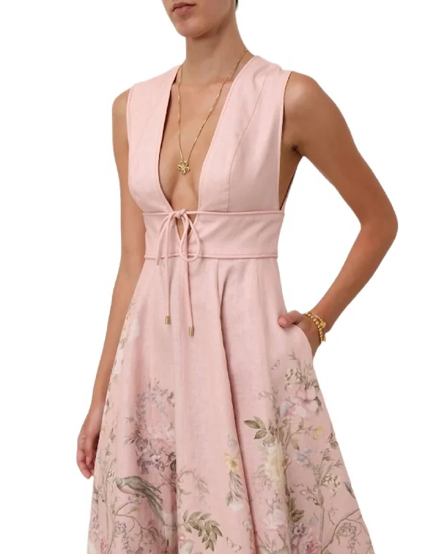 Sale Alert – Get Ready to Shop!Waverly Plunge Midi Dress In Pink Floral
