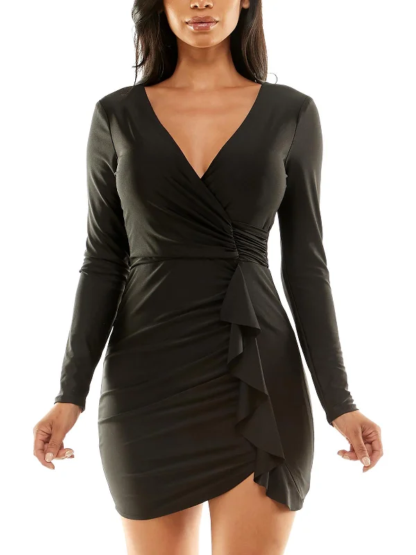 Limited Stock Available!Juniors Womens Mini Long Sleeve Bodycon Dress