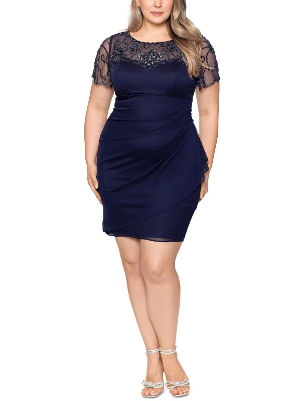 Biggest Sale of the Season!Plus Womens Beaded Short Bodycon Dress