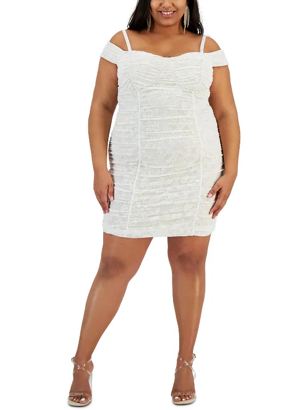 Everything Must Go!Plus Womens Velvet Trim Mini Bodycon Dress