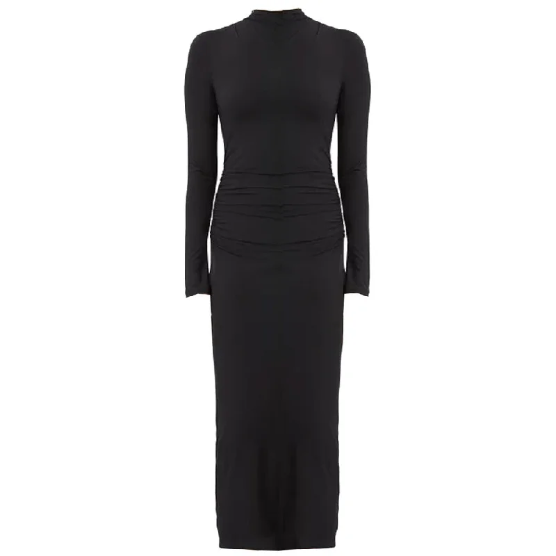 Save More Than Ever!Vince Women Long Sleeve Turtleneck Ruched Midi Bodycon Dress