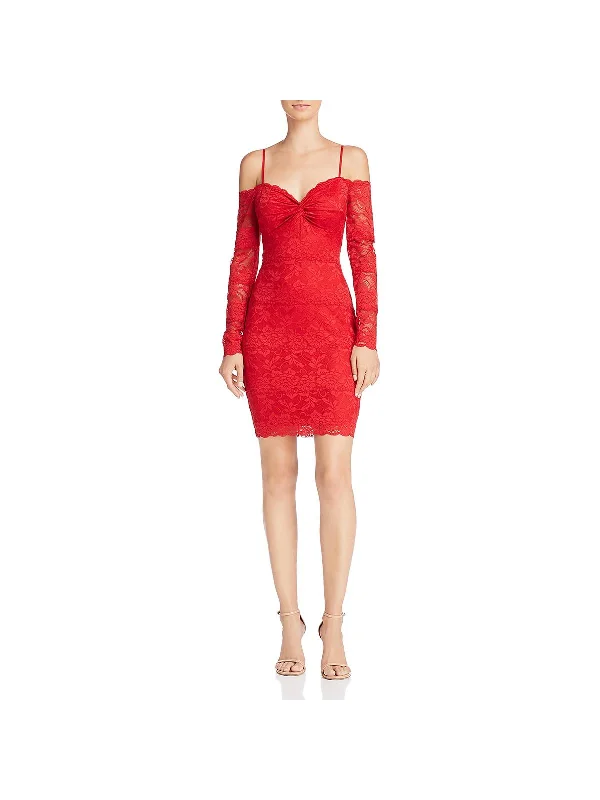 Instant Savings Await!Gabbie Womens Lace Off-The-Shoulder Bodycon Dress
