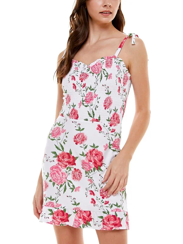 Save More with Every Purchase!Juniors Womens Floral Print Above Knee Bodycon Dress