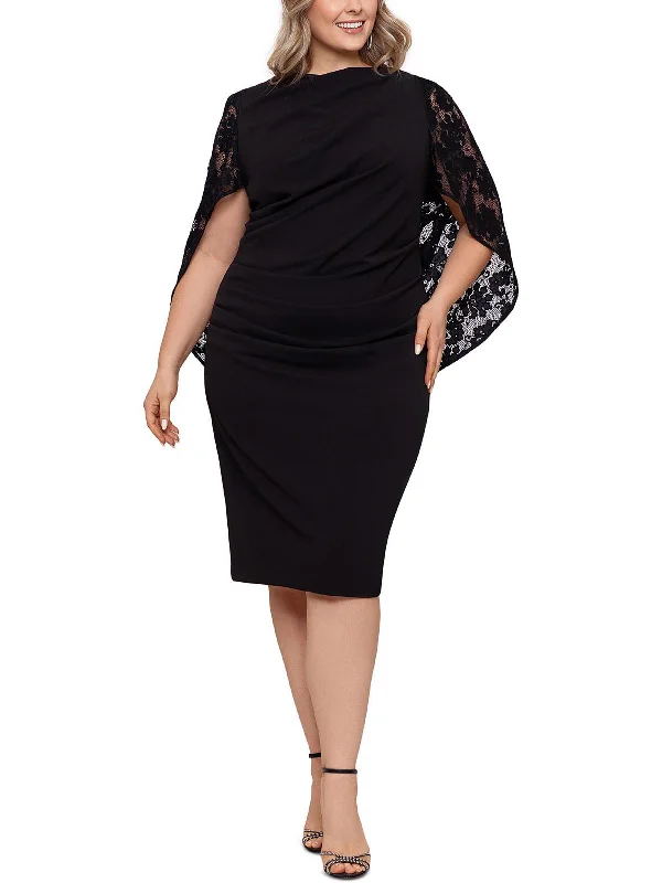 Bigger Savings, Better Shopping!Plus Womens Gathered Lace Bodycon Dress