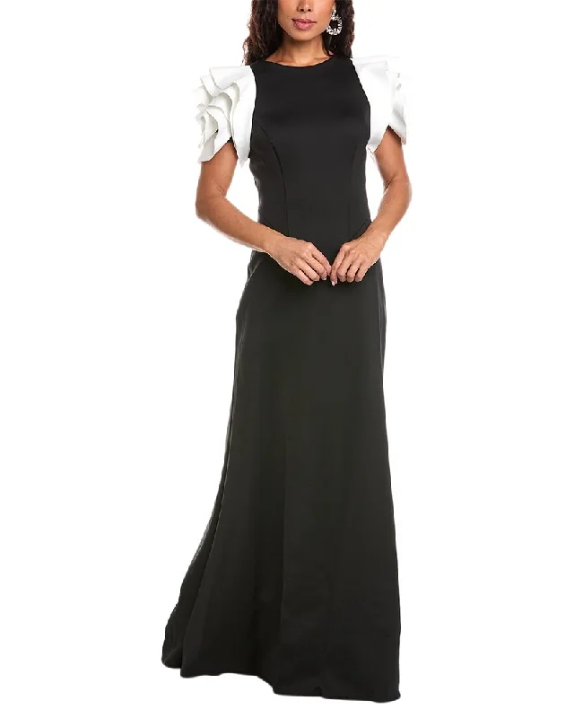 Your Chance to Save is Now!Rene Ruiz Floral Sleeve Scuba Bodycon Gown