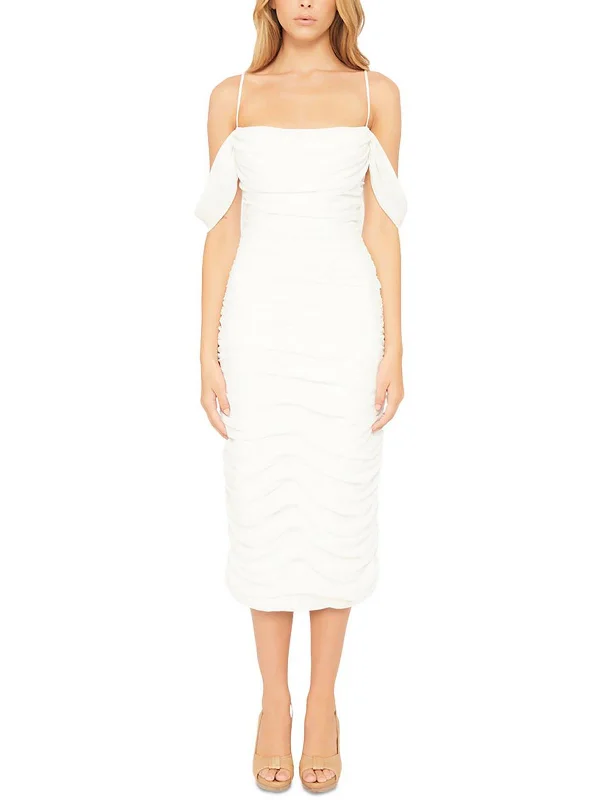 Huge Price Cuts Await!Vivienne Womens Ruched Mid Calf Bodycon Dress