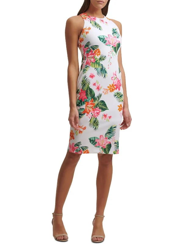 Every Deal is a Steal!Womens Floral Print Knee Bodycon Dress