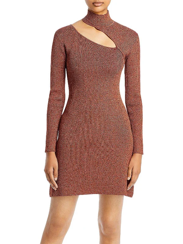 Shop Before It’s Gone!Womens Metallic Cut-out Bodycon Dress