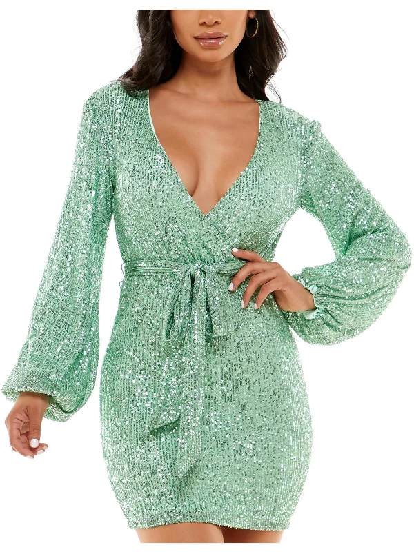 Unlock Huge Savings Now!Womens Sequined Mini Bodycon Dress