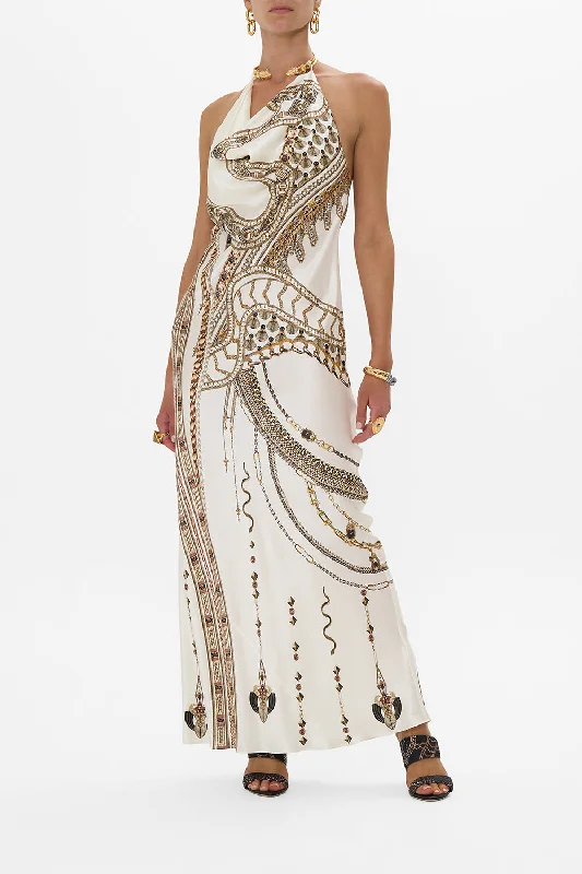 Buy More, Pay Less!DRAPED LONG DRESS WITH NECKPIECE GODDESS ENERGY