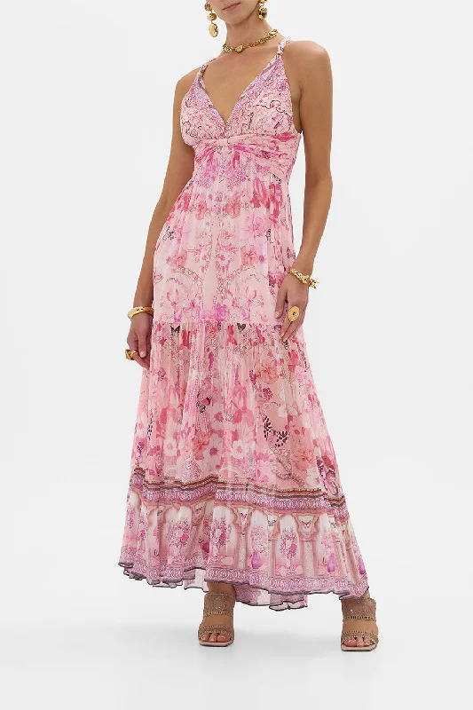 Your Favorite Items on Sale Now!BEAD STRAP GATHERED PANEL DRESS BOTANICAL NOVELLA
