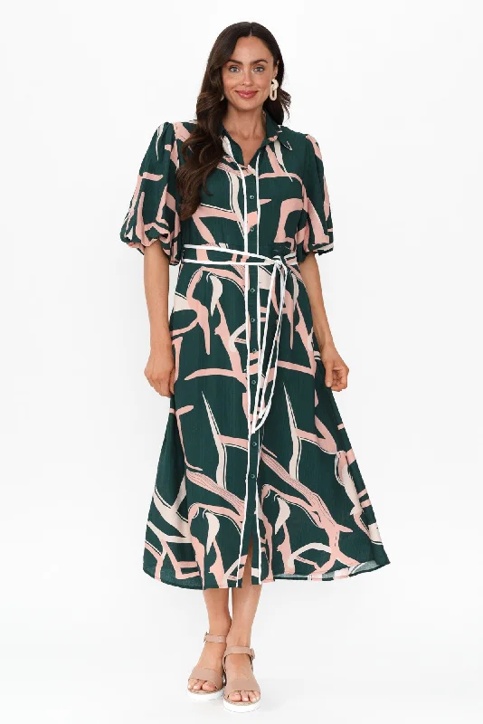 Don't Miss Out!Bimini Green Geo Cotton Blend Dress