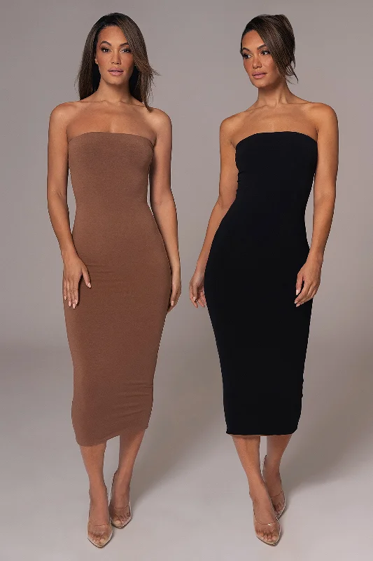 Get It Before It’s Gone!Black/Pecan Shelley Reversible Maxi Dress