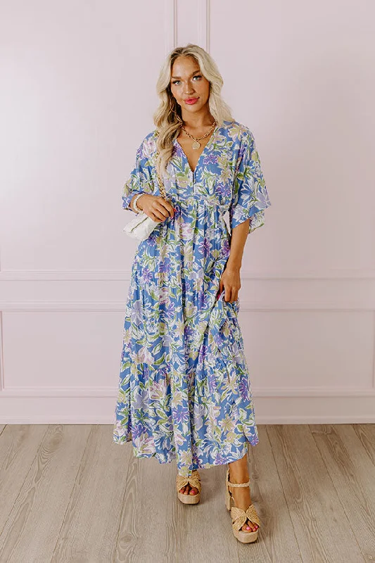 Your Dream Deal is Here!Blossom Breeze Floral Maxi In Periwinkle