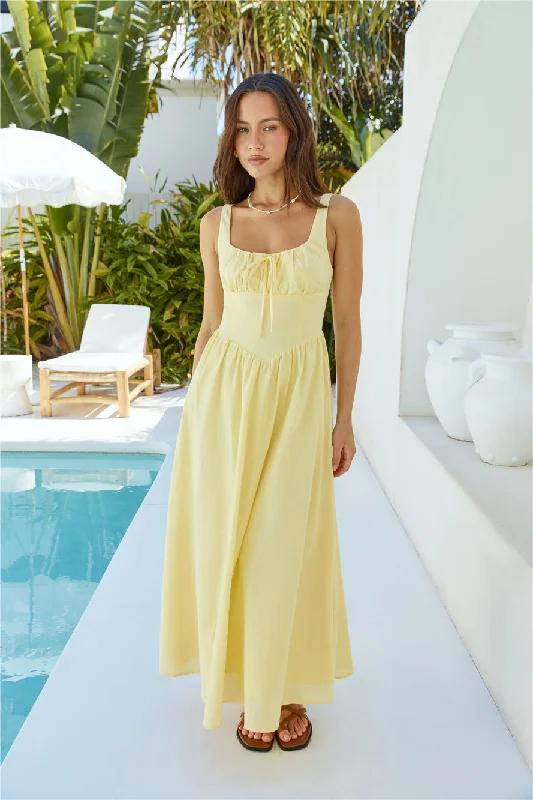 Time to Save Big!Calming Aura Linen Maxi Dress Yellow