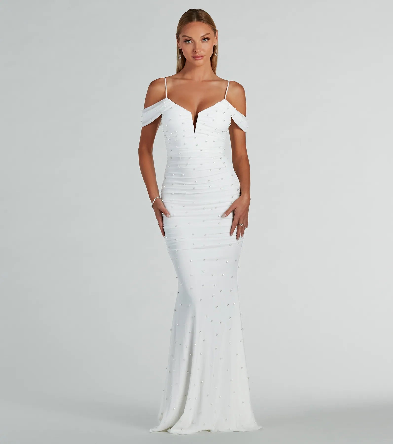 Great Deals, Just for You!Charlene Formal Faux Pearl Mesh Mermaid Dress