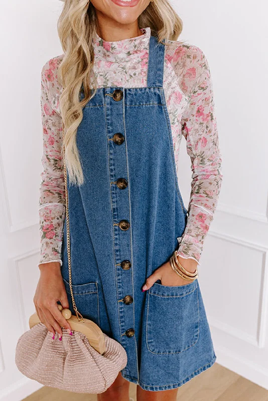 Everything Must Go!Denim Buttoned Sleeveless Mini Dress