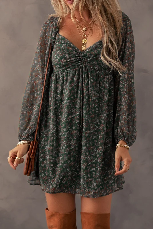 Time to Save Big!Floral Sweetheart Neck Mini Dress