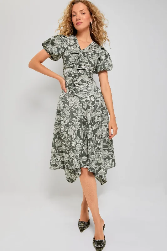 Every Deal is a Steal!Green Multi Midi Dress