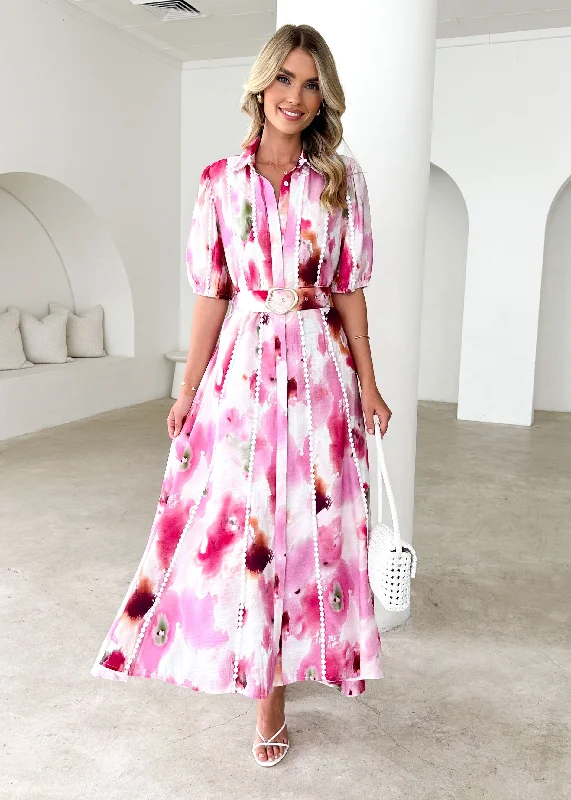 One Click Away from Big Savings!Kacy  Maxi Dress - Pink Splash