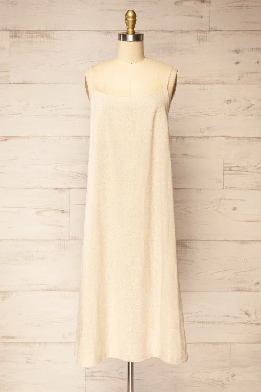 Must-Have Deals Inside!Libby Beige | Oversized Slip Dress w/ Slit