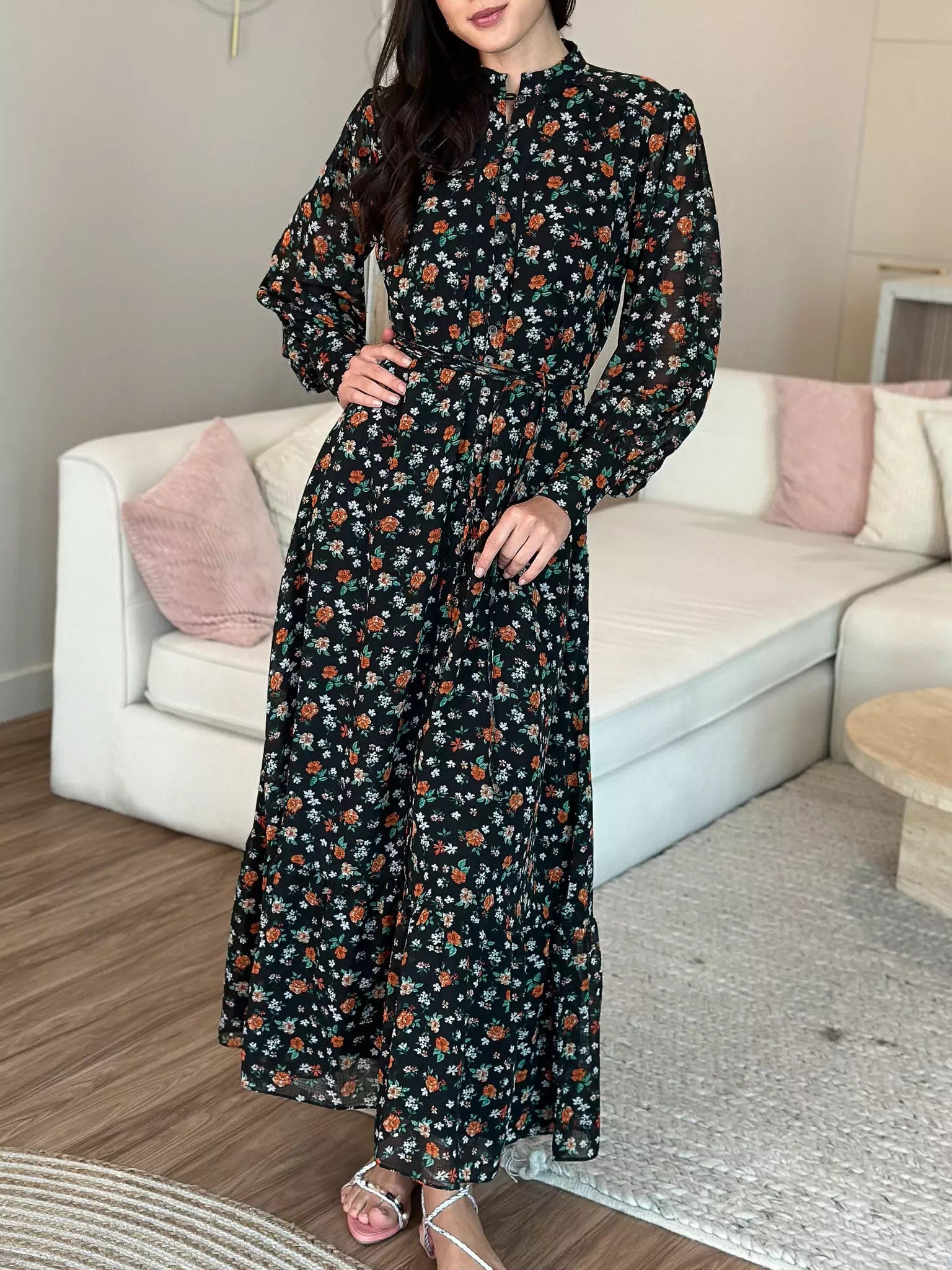 Your Shopping Wish, Our Discount Command!Marmalade Black Floral Long Dress