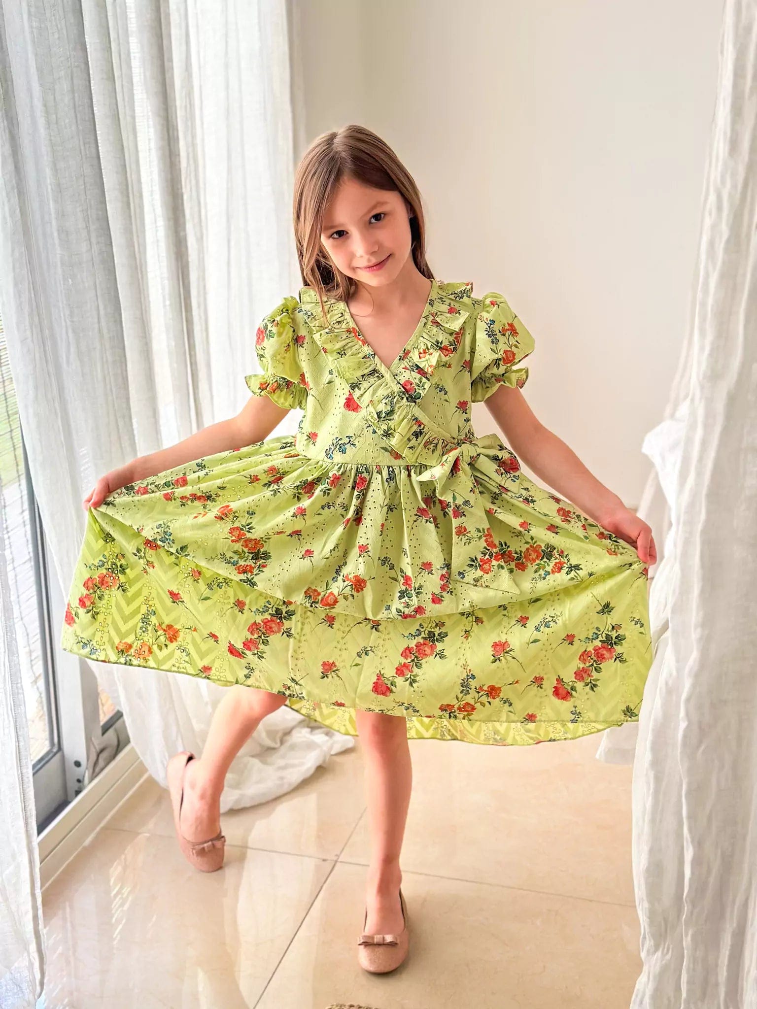 Act Fast – Limited Time Savings!Mini Havana Cut Work Printed Dress For Girls