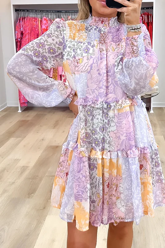 Your Chance to Save is Now!Floral Ruffle Tiered Bubble Sleeve Dress
