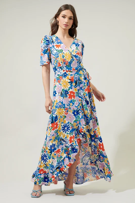 Buy One, Get One Free!Ojai Floral Waco Hi Low Maxi Wrap Dress