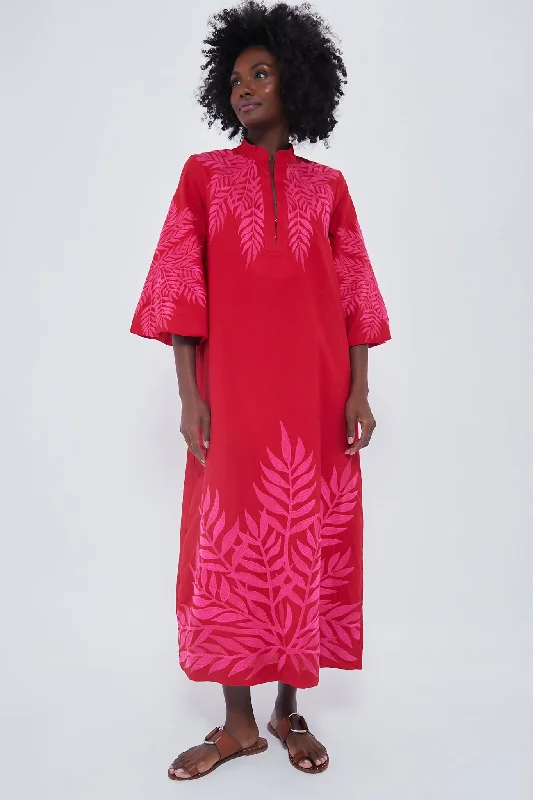 Shop Today, Save Tomorrow!Scarlet and Hot Pink Embroidered Windermere Caftan