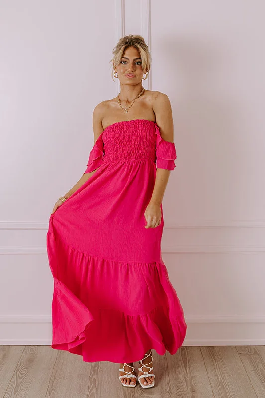 Shop More, Spend Less!Seaside Chic Smocked Maxi In Hot Pink