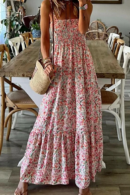 Find Your Perfect Deal Today!Floral Smocked Dress - Spaghetti Straps